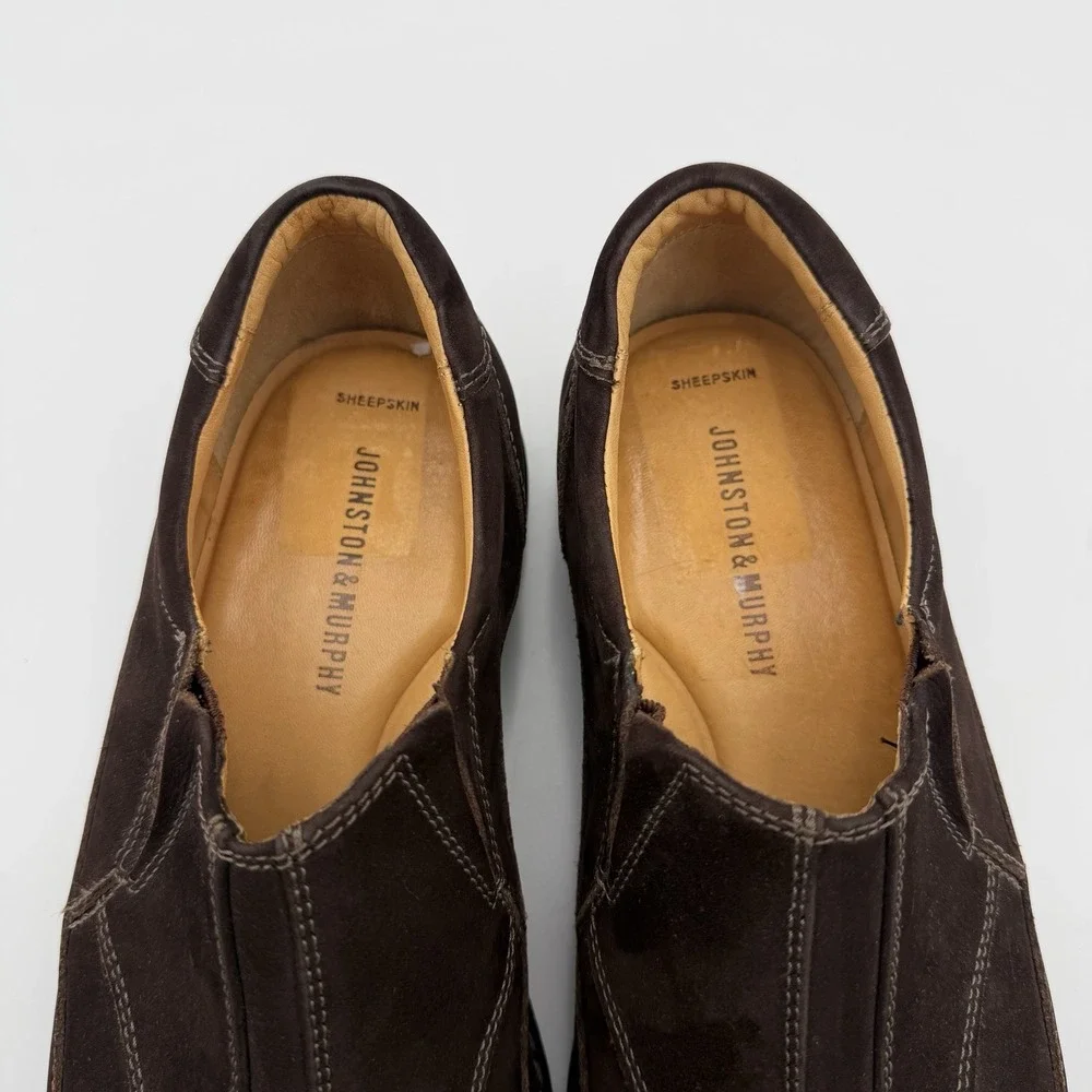 Johnston & Murphy Chocoate Brown sheepskin slip-on loafers Mens 8.5 20-7462 shoe